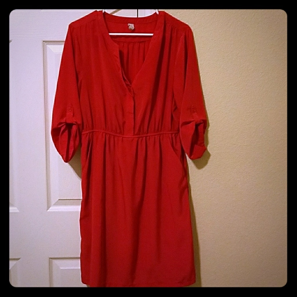Red silky dress